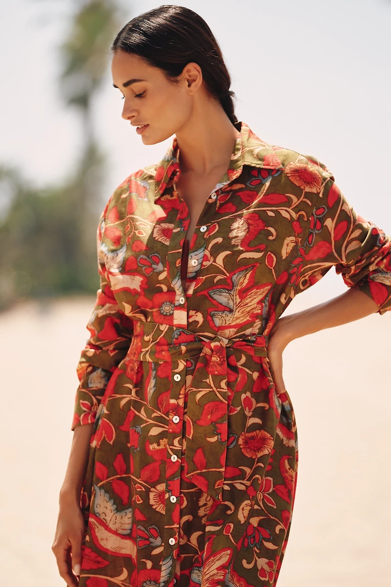 Chan Luu Long-Sleeve Floral Maxi Kaftan