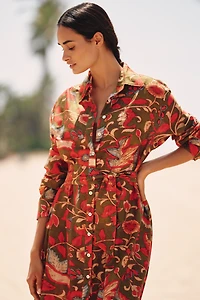 Chan Luu Long-Sleeve Floral Maxi Kaftan