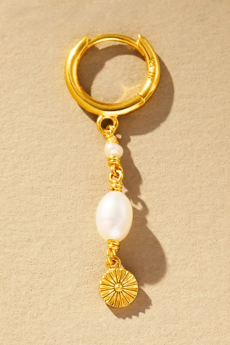 Jackie Mack Pearl Huggie Hoop Earrings