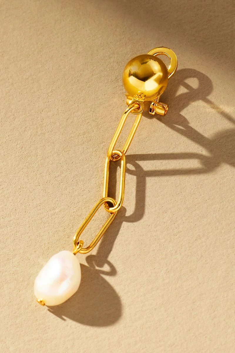 Jackie Mack Mismatched Pearl Chain Drop Earrings