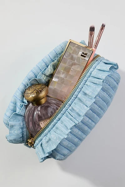 Quilted Ruffle Small Cosmetic Bag