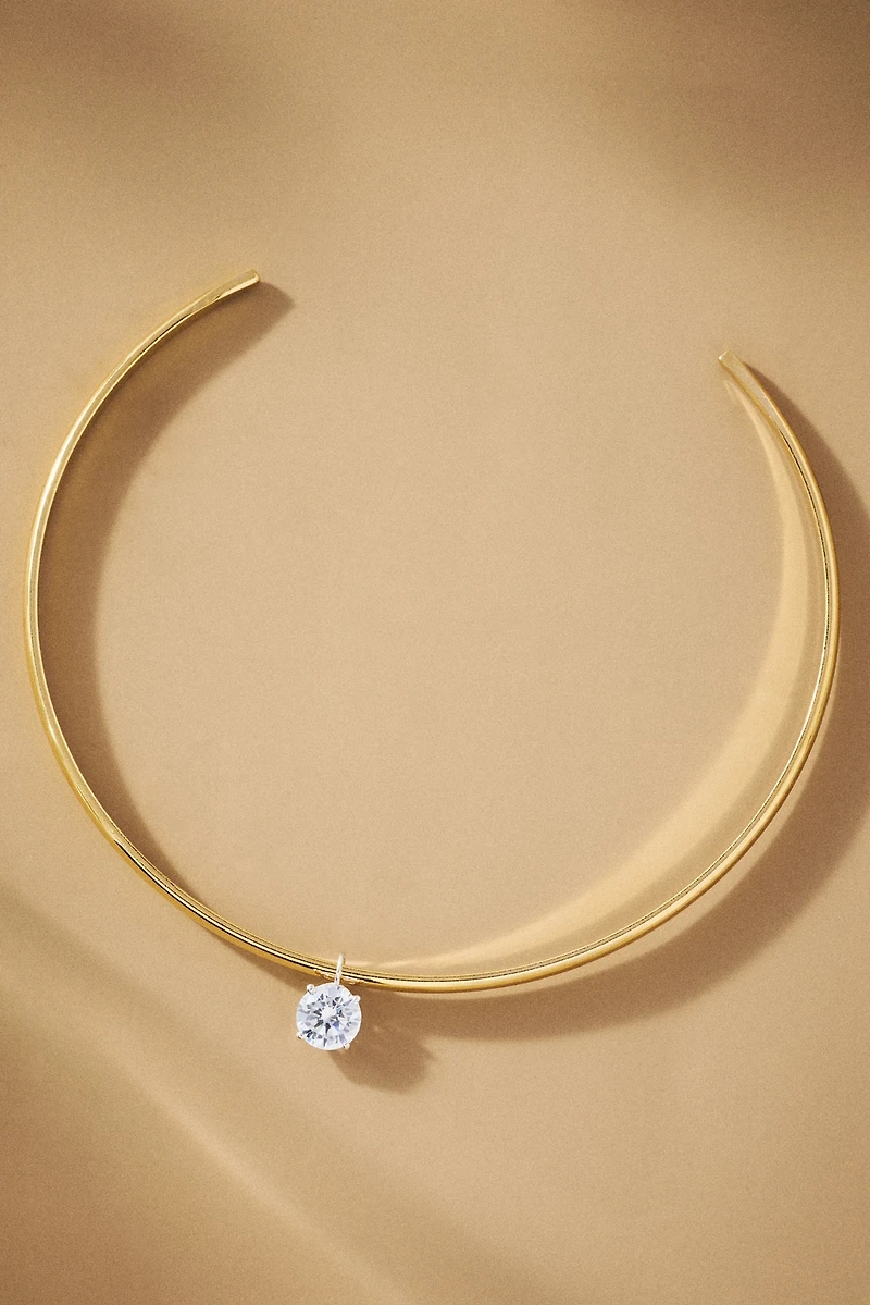 Shashi Roux Crystal Pendant Cuff Necklace