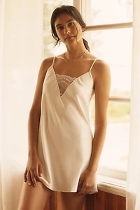 Flora Nikrooz Hazel Lace-Trim Satin Chemise