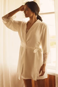 Flora Nikrooz Hazel Lace-Trim Satin Wrap Cover-Up