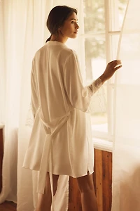 Flora Nikrooz Hazel Lace-Trim Satin Wrap Cover-Up