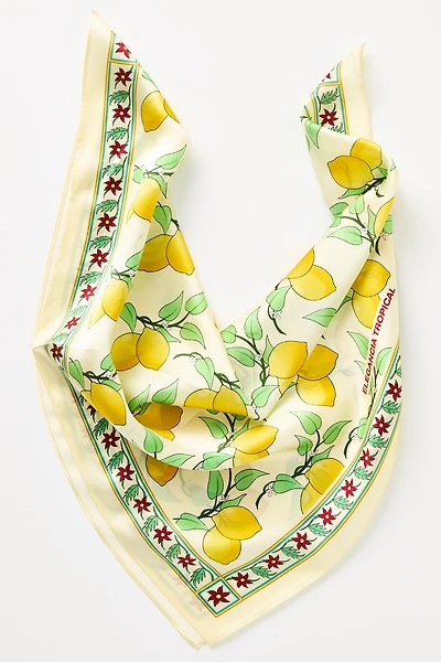 Elegancia Tropical Citrus Bloom Silk Scarf