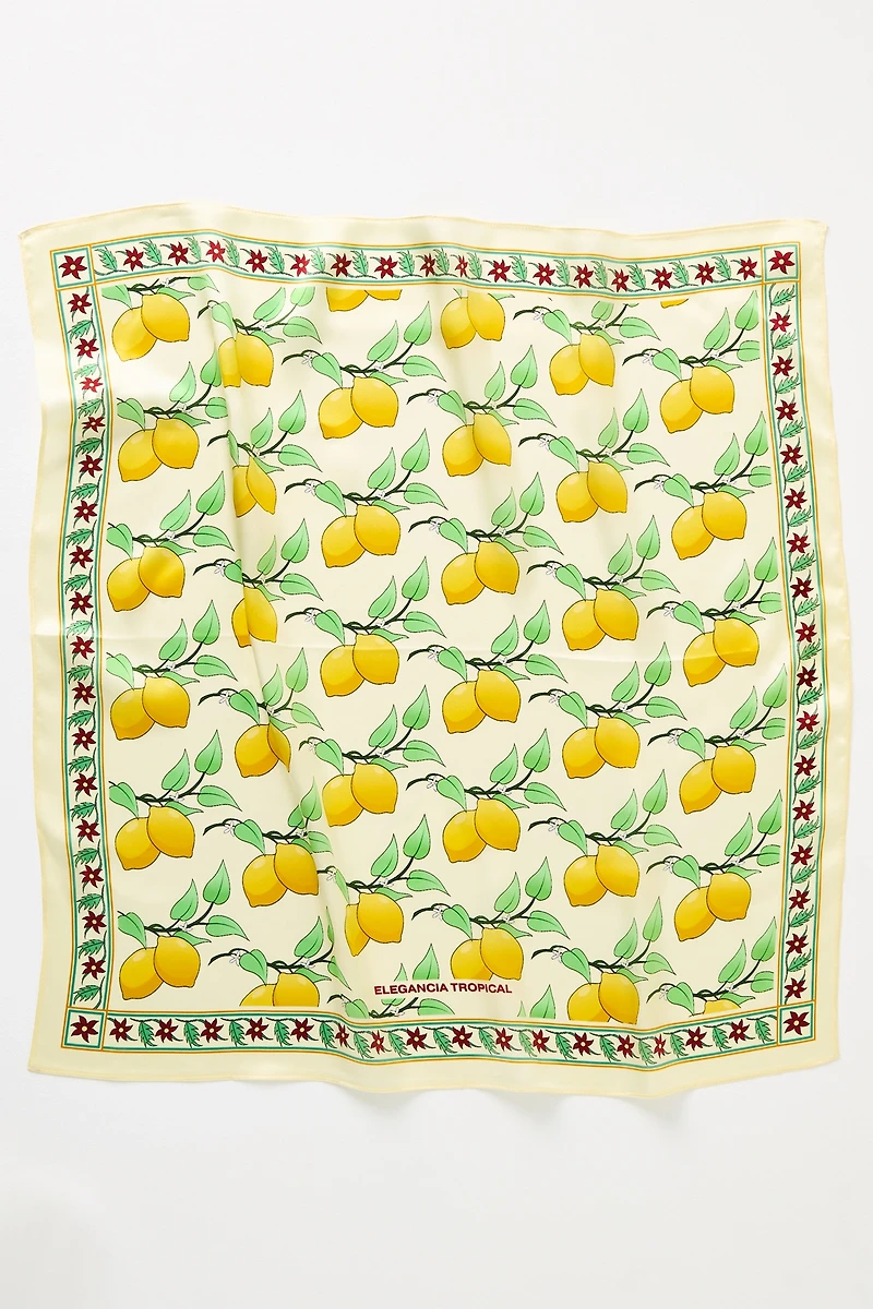 Elegancia Tropical Citrus Bloom Silk Scarf