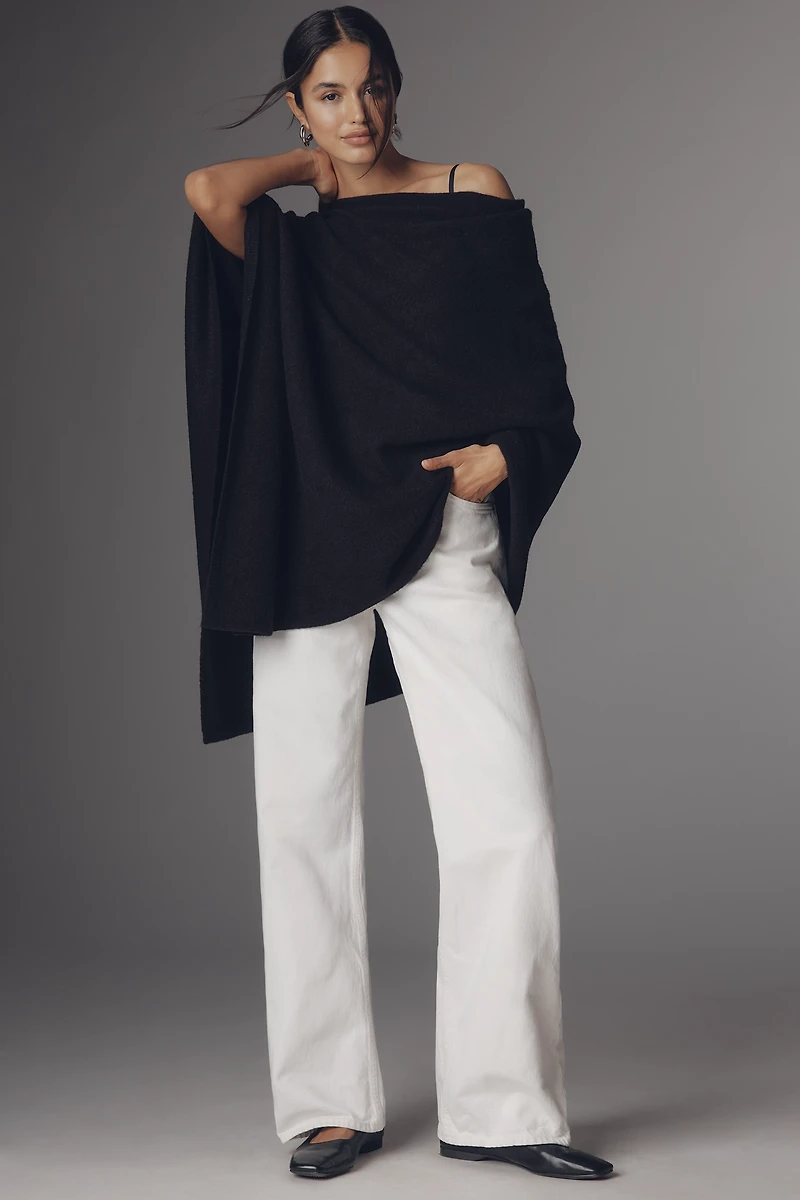 Flat White Lightweight Poncho Sweater