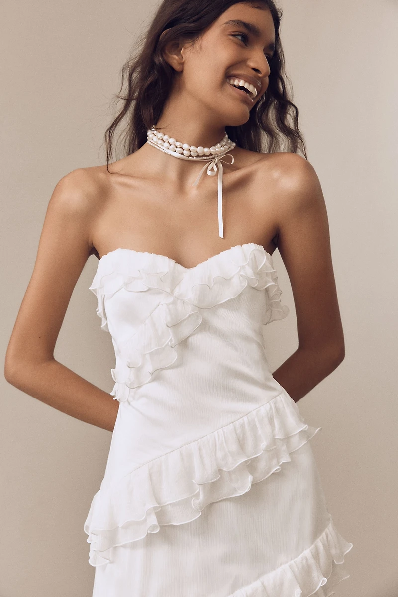 AMUR Harrison Strapless Silk Ruffle Gown