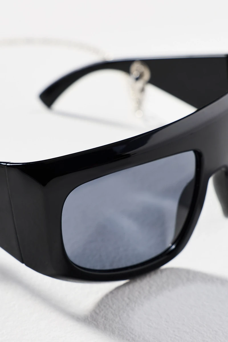 Anglo Flat-Top Wrapped Chain Sunglasses
