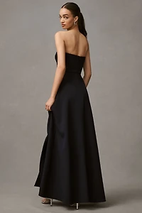 Shoshanna Dory Strapless Asymmetric Crepe A-Line Maxi Dress