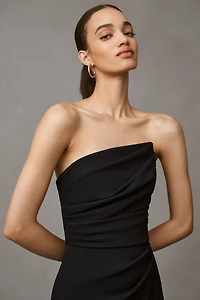 Shoshanna Dory Strapless Asymmetric Crepe A-Line Maxi Dress