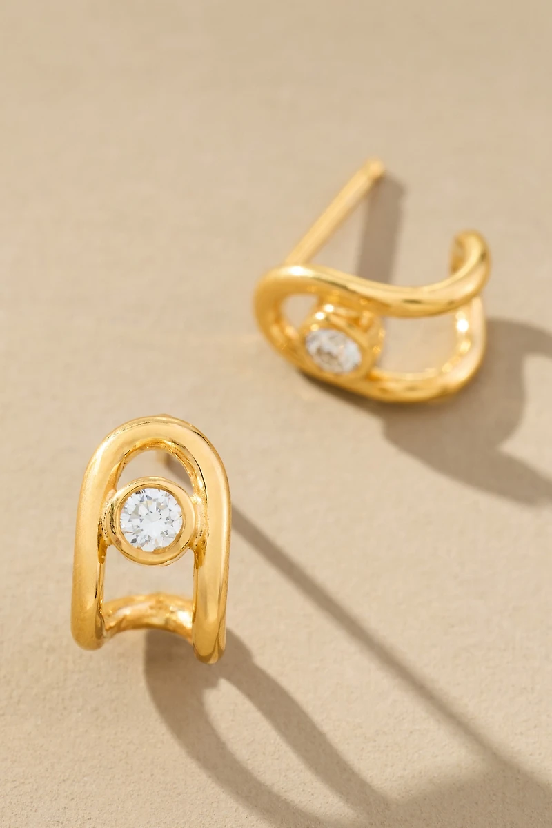 Chan Luu Diamond Arc Huggie Earrings