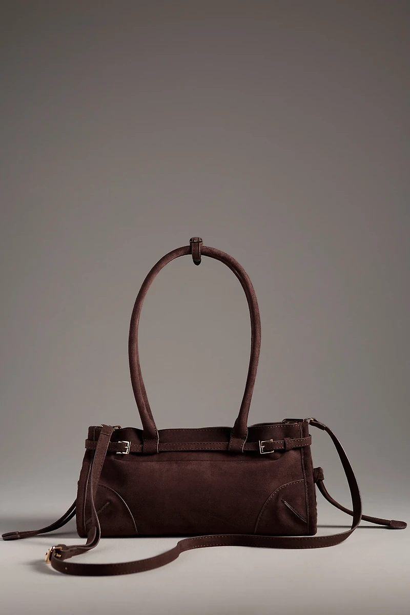 Structured Faux-Suede Shoulder Bag