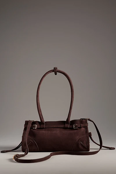 Structured Faux-Suede Shoulder Bag