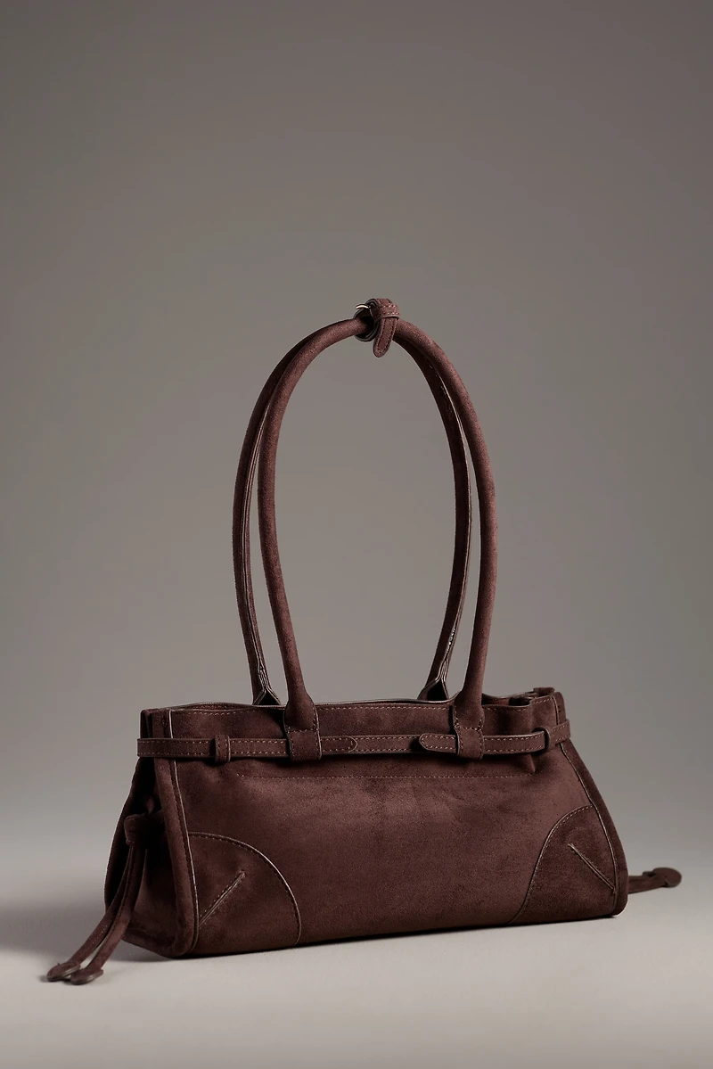 Structured Faux-Suede Shoulder Bag
