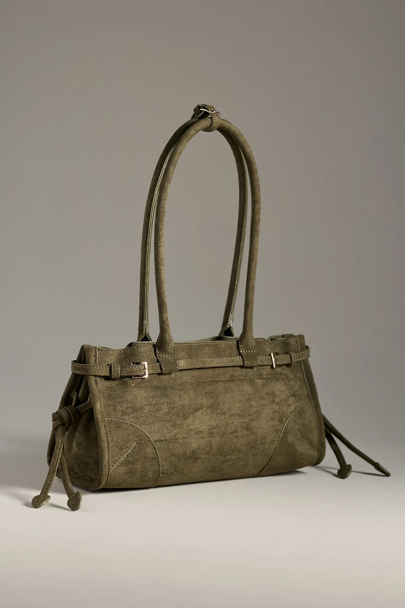 Structured Faux-Suede Shoulder Bag