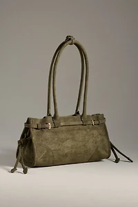 Structured Faux-Suede Shoulder Bag