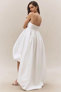 Atsu Taffeta Strapless High-Low Bubble-Hem Dress
