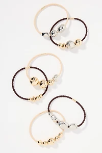 Metal Bead Hair Ties, Set of 6