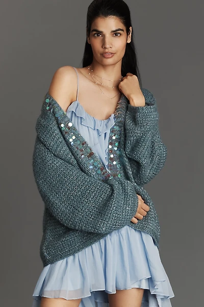 By Anthropologie Paillette Cardigan Sweater