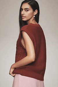 By Anthropologie Embellished Cable-Knit Sweater Vest