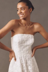 Shoshanna Miller Strapless Embroidered Lace A-Line Midi Dress