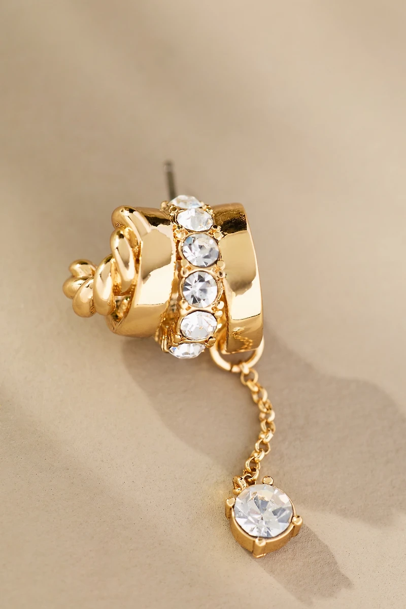 Crystal Dangle Huggie Earrings