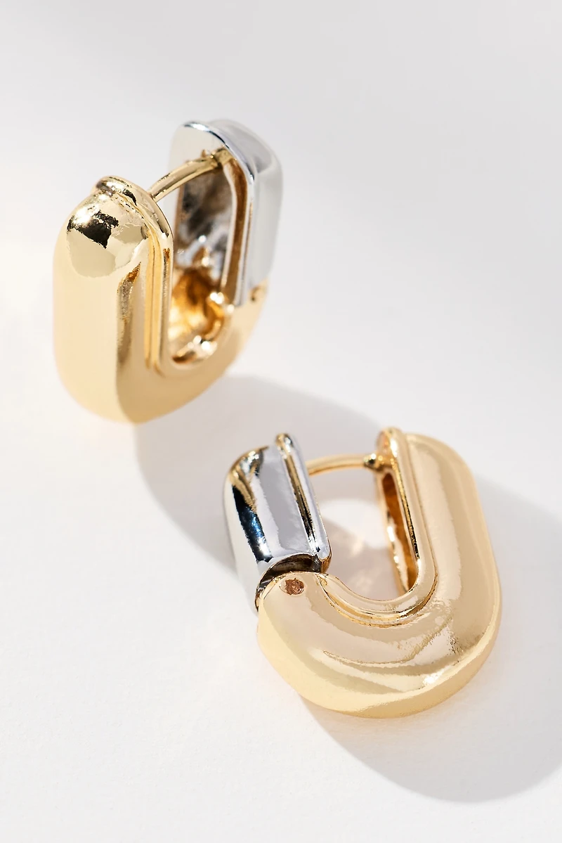 Two-Tone Huggie Hoop Earrings