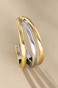 Mixed Metal Triple Hoop Earrings