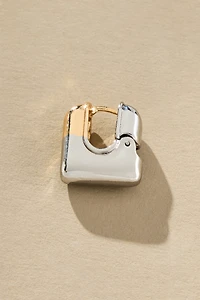 Two-Tone Square Huggie Hoop Earrings