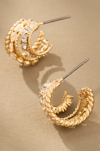 Mixed Metal Crystal Drop Earrings