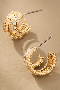 Mixed Metal Crystal Drop Earrings