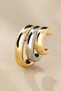 Mixed Metal Triple Huggie Earrings