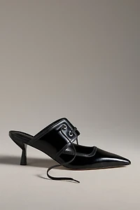 Maeve Contrast Lace-Up Kitten-Heel Mules