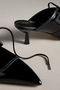 Maeve Contrast Lace-Up Kitten-Heel Mules