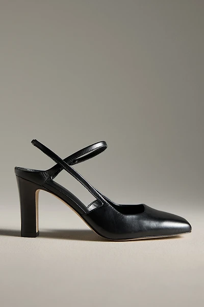 By Anthropologie Vintage Square-Toe Slingback Heels