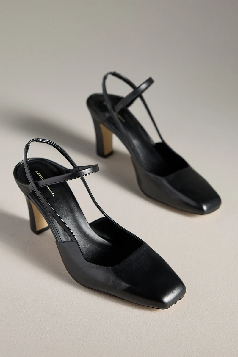 By Anthropologie Vintage Square-Toe Slingback Heels