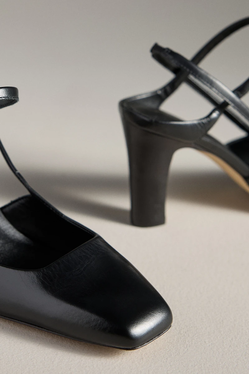 By Anthropologie Vintage Square-Toe Slingback Heels
