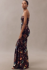 Helsi Helen Strapless Floral Sequin Mermaid Maxi Dress