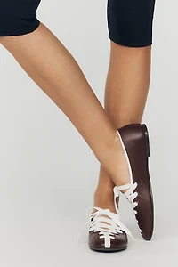 Maeve Contrast Lace-Up Ballet Flats