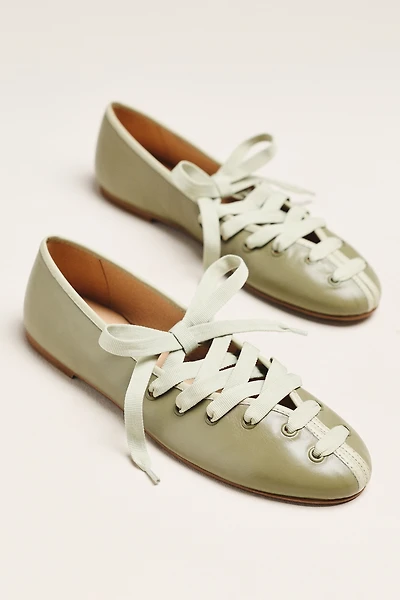 Maeve Contrast Lace-Up Ballet Flats
