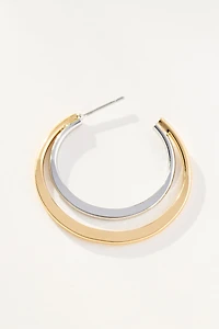 Two-Tone Flat Hoop Earrings