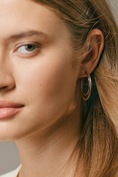 Two-Tone Flat Hoop Earrings