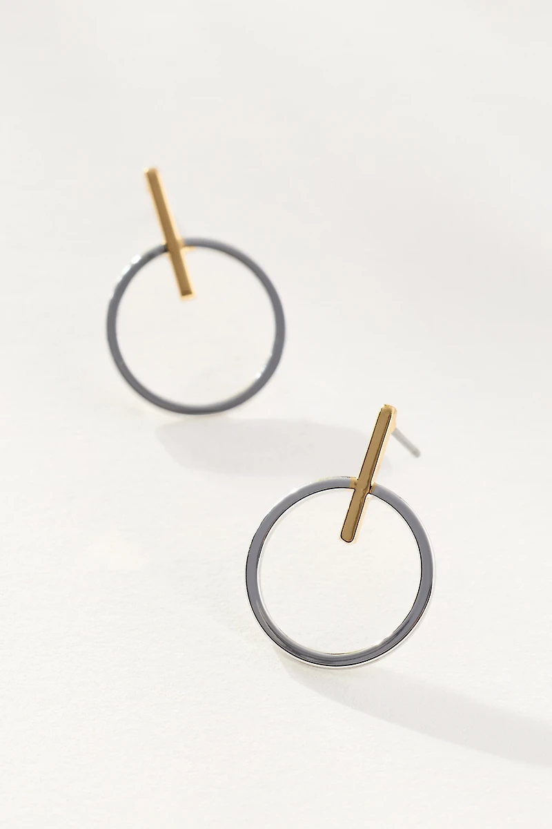 Two-Tone Circle Drop Earrings