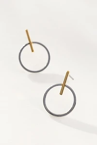 Two-Tone Circle Drop Earrings
