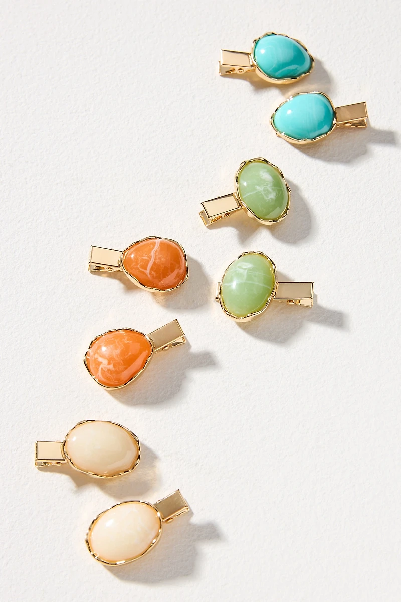 Mixed Stone Hair Clips, Set of 8