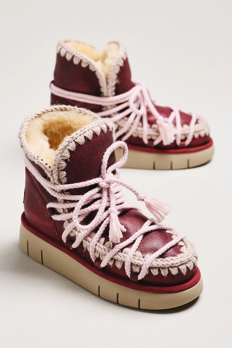 MOU Lace-Up Bounce Ankle Boots