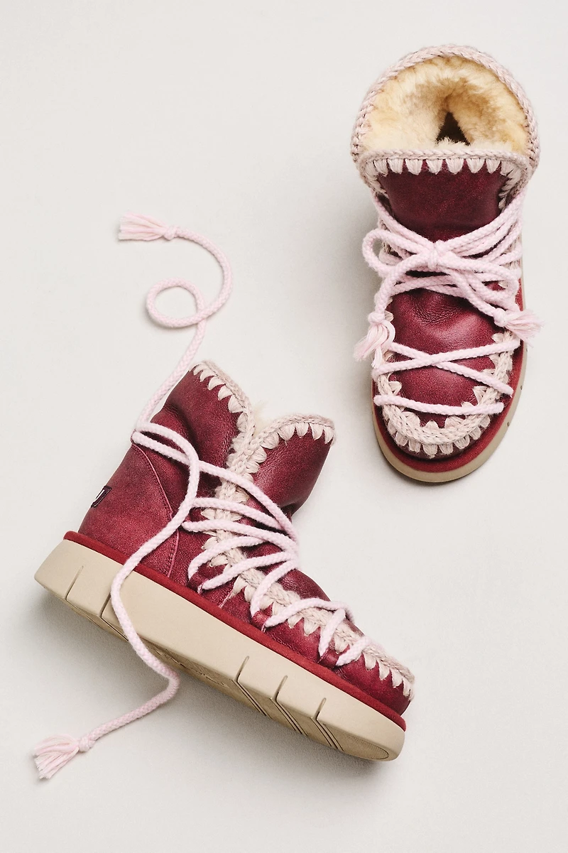 MOU Lace-Up Bounce Ankle Boots