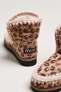 MOU Leopard Stitched Detail Suede Boots